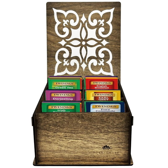 Twinings Tea Bag Sampler Variety with Walnut Wooden Organizer Tea Chest (36 Tea Bags) 6 Different Popular Flavors, Gift for Tea Lovers: Women, Men, Mom, Dad, Family, Friends, Couples