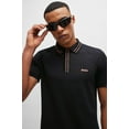 thumbnail image 2 of Hugo Boss Men's Paule 2 Slim Fit Cotton Polo T-Shirt w/ Pink Stripes, Black, 2 of 2