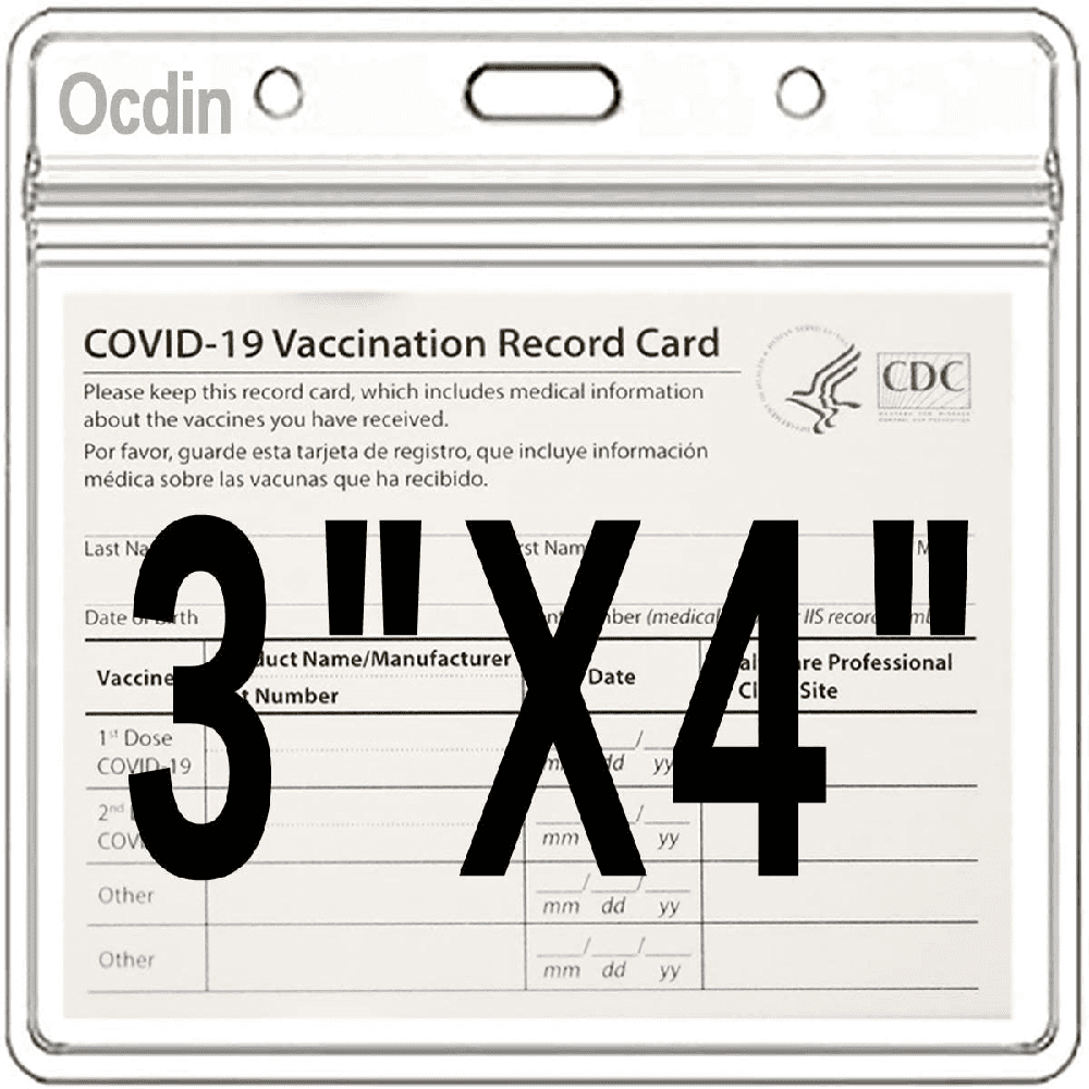 CDC Covid Vaccination Card Protector 4 X 3 Inches Immunization Record Vaccine Card Holder Waterproof Clear Vinyl Plastic Sleeve with Resealable Zip Horizontal Style Card Cover 2 