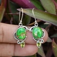 thumbnail image 1 of Turquoise Earrings, Peridot Earrings, 925 Sterling Silver Handmade Earrings, 1 of 4