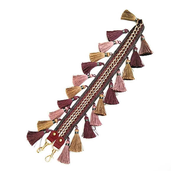FYBTO Women National Style Handbag Shoulder Bag Messenger Bag Replacement Strap (Tassel Purple 100)-090403