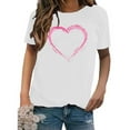 thumbnail image 4 of Jacenvly Valentine'S Day Couple T Shirts Short Sleeve T Shirts Heart Pattern Crewneck Cozy Leisure Women'S Valentine'S Day Love Printed Short Sleeved T-Shirt Top White, 4 of 4