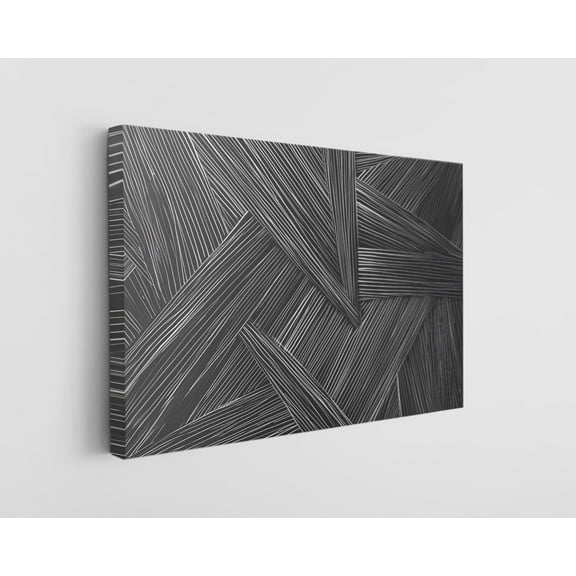 Black and White Geometric Line Canvas Wall Art – Modern Minimalist Print – Handcrafted Abstract Décor – Stylish Artwork for Living Room, Bedroom, or Office