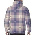 thumbnail image 7 of Uemuo Purple Floral Gingham Check Plaid Pattern Men's Hoodie - Casual Pullover Hoodie with Kangaroo Pocket, Stylish Hooded Sweatshirt for Everyday Wear-Small, 7 of 7