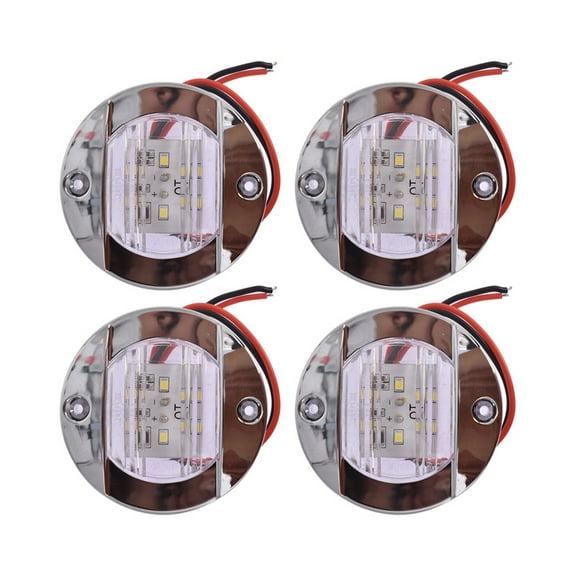 Genrics 4 x 3inch Round Marine White 6 SMD LED Transom Mount Stern Anchor Navigation Light IP67 Waterproof Boat LED Stern Lights