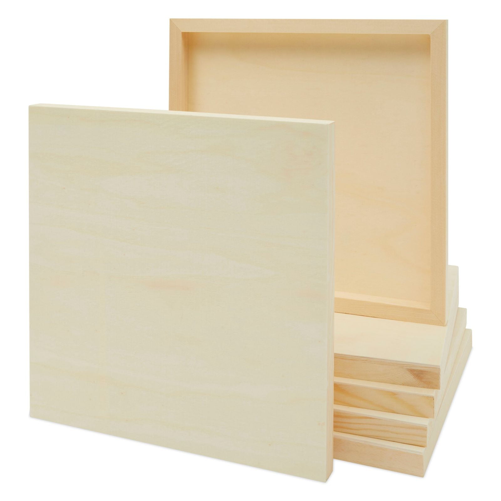 6 Pack Unfinished Wood Canvas Boards for Painting, 12x12 Square Wooden Panels for Crafts