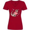 thumbnail image 3 of Inktastic Cute Smiling Valentine's Day Otter with Heart Women's V-Neck T-Shirt, 3 of 5