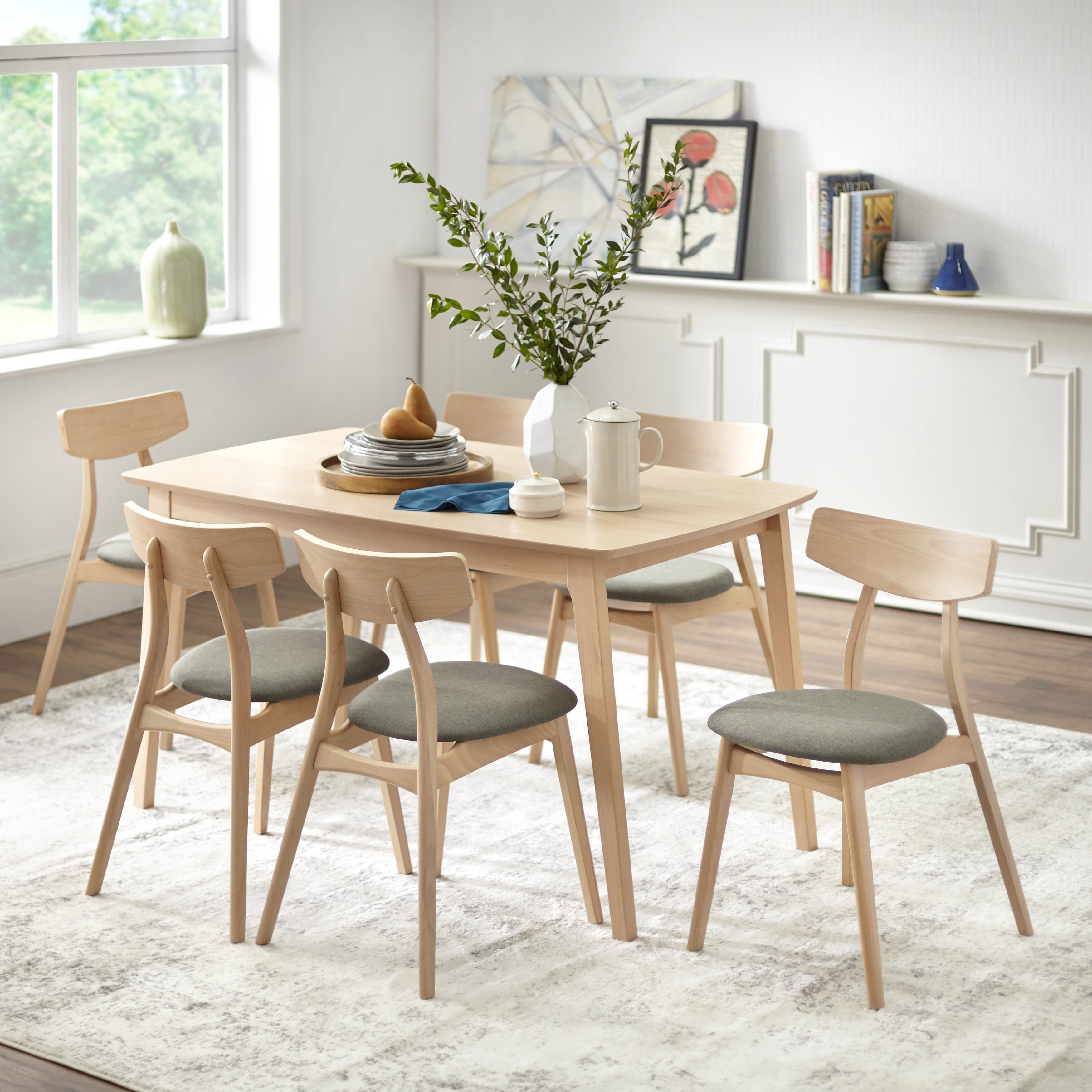 TMS Cadiz Indoor Dining Chair, Set of 2, Natural/Gray