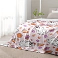 thumbnail image 6 of 1 Piece Light Pink Warm Cozy Halloween Cute Pumpkin Print Blanket, Ideal Modern Soft Flannel Decorative Bedspread Sofa Cover, 6 of 7