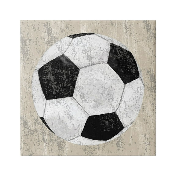 Stupell Industries Rustic Sports Soccer Ball Abstract Painting Gallery Wrapped Canvas Art Print Wall Art, 17 x 17