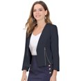 thumbnail image 1 of INSPIRE CHIC Oficina de trabajo para mujer, sin cuello, con cremallera, abrigo corto, traje, chaqueta, chaqueta cortada Azul marino XL, 1 of 6