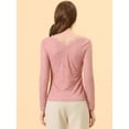 thumbnail image 4 of Top de blusa de encaje de manga larga transparente con bordado floral para mujer Rosa XS, 4 of 5