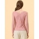 thumbnail image 4 of Top de blusa de encaje de manga larga transparente con bordado floral para mujer Rosa XS, 4 of 5