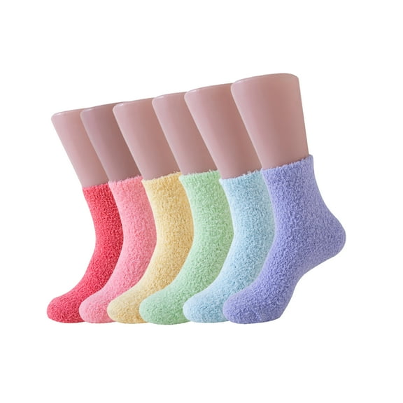G&Y Fuzzy Socks for Women, Cozy Fluffy Winter Warm Slipper Socks, 6 Pairs, Set A