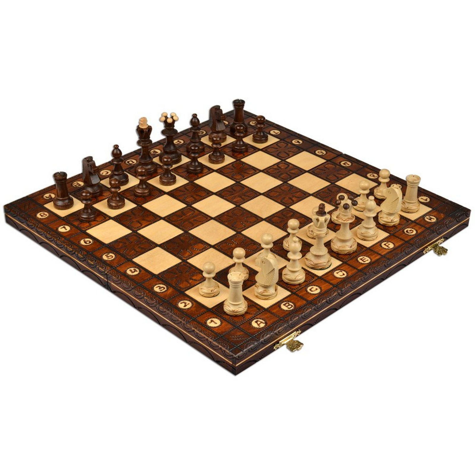 Handmade European Wooden Chess Set with 16 inch Board and Hand Carved Chess  Pieces