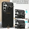thumbnail image 4 of Classic Wallet Case Compatible with Samsung Galaxy S23 for Men Women, with 360° Rotation Finger Ring Kickstand PU Leather Shockproof Phone Cover with Card Slot for Galaxy S23, Black, 4 of 10