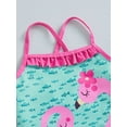 thumbnail image 6 of Toddler Girl´s Summer Jumpsuit Bikini, Flamingo Little Fish Print Sleeveless Ruffle Swimsuit, 6 of 10