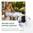 thumbnail image 4 of Round Outdoor Tablecloth with Umbrella Hole and Zipper, Purple Eucalyptus Leaves Tablecloth with Elastic Waterproof, Spring Summer Botanical Patio Table Covers for 36" - 44" Picnic Pool Tables, 4 of 9
