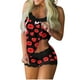 thumbnail image 1 of Mujeres Sexy Impresión Encaje Sling Sin mangas Tank Tops Empalme Pantalones cortos Conjunto casual Fridja  fhjkhfk456506, 1 of 6