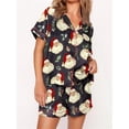 thumbnail image 3 of Conjunto de pijama navideño para mujer 2024, camisa de manga corta con botones y pantalones cortos con estampado de cascanueces, ropa de dormir de 2 piezas para estar en casa, 3 of 5