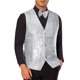 thumbnail image 1 of Chaleco sin mangas brillante de lentejuelas INSPIRE CHIC para hombres, corte ajustado en V, fiesta disco, corbata de moño, 2XL, plata, 1 of 5