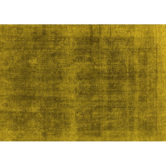Ahgly Company Indoor Rectangle Oriental Yellow Industrial Area Rugs, 5' x 8'