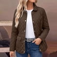 thumbnail image 2 of Women's Winter Jacket Baeitkot Diamond Quilted Button-Up Lapel Collar Coat with Pockets Casual Daily Wear Brown XXL, 2 of 8