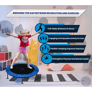 Upper Bounce Mini Fitness Trampoline - 44 Compact Foldable Rebounder for Kids & Adults - Blue