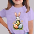 thumbnail image 2 of Annhoo Girls Cute Easter Shirts Boys Soft Print Block Color Crewneck Toddler Kids Short Sleeve Tops Trendy Clothes, 2 of 5