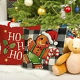 thumbnail image 5 of Merry Christmas Gingerbread Man Decorative Throw Pillow Covers 18x18 Set of 4, Xmas HOHOHO Winter Holiday Porch Patio Outdoor Pillowcase Buffalo Plaid Check Farmhouse Cushion Case Home Decor, 5 of 5