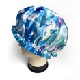 thumbnail image 4 of WIRESTER Blue Sea Mermaid Pattern Reusable Elastic Band Shower Caps, Adjustable Elastic Band Bath Cap, Waterproof Double Layer Satin Shower Cap for Women Hair Dry, 4 of 6