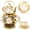 Gold, variant on E-Greetshopping 20-Piece Ceramic Tea Coffee Set - Exquisite 6 - Person Floral - Green with Gold Floral Design, Teapot with Spout and Metal Holder