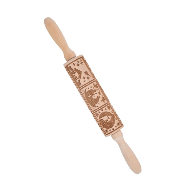 35cm Embossing Rolling Pin 9 Pattern 3D Printed Rolling Pin DIY Dough Roller for Kitchen Baking