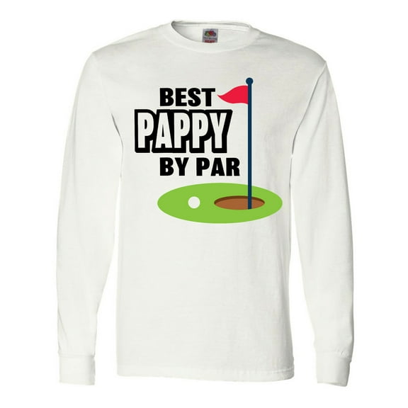 Inktastic Father's Day Best Pappy by Par with Flag and Golf Ball Long Sleeve T-Shirt
