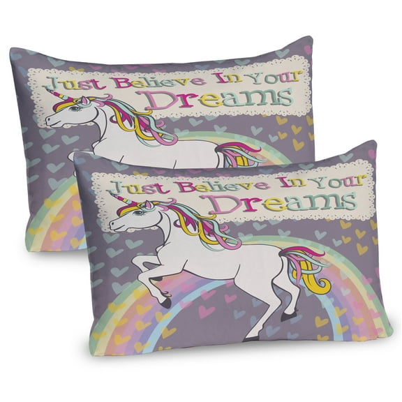 Ambesonne Feminine Pillow Sham 2 Pack, Believe in Your Dreams Say, 30"x20", Beige and Lilac