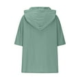 thumbnail image 6 of Otntypg Button Down Hooded Shirts for Women Lightweight Casual Summer Short Sleeve Cargo Hoodie Tops Trendy Imitation Cotton And Linen Tunic Blouse with Pockets Green XXL, 6 of 8