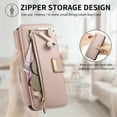 thumbnail image 5 of Dteck for Motorola Moto G Stylus 5G 2024 Case, RFID Blocking 2 In 1 Wallet with Detachable Magnetic Phone Cover, Compatible with MagSafe, Fashion PU Leather Flip Zipper Card Holder with Ring,Pink, 5 of 10