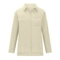 thumbnail image 4 of Abtuhar Women's Shirts,Women's Top Fashion Solid Color Fake Pocket Button Shirt Lapel Long Sleeve Lapel Top/Shirts, 4 of 4