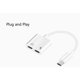 thumbnail image 5 of Bearachild Adaptador de cable de audio tipo C dual Tipo C Conector de auriculares Divisor de audio Auriculares 3.5 Jack Cable de carga Nuevo Teléfono y Comunicación doble tipo-c y blanco, 5 of 6