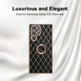 thumbnail image 3 of for Samsung Galaxy S22 Ultra Case with Ring Holder Stand Luxury Glitter Plating Gold Edge 360 Rotation Kickstand Phone Case for Women Shockproof Soft Flexible TPU Protective Cover Case-Black, 3 of 12