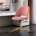 thumbnail image 2 of Royard Oaktree Home Office Chair, Velvet Upholstered Computer Desk Chair, 360 Degree Swivel Chair with Wheels, Height Adjustable Armless Leisure Chair for Living Room, Bedroom, Office, Pink, 2 of 7
