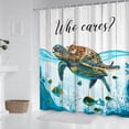thumbnail image 4 of MIZHONA Sea Turtle Shower Curtain Funny Cat and Ocean Fish Fabric Bath Curtains for Kids Bathroom Decor 72x72 in, 4 of 5