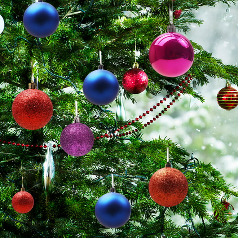 Christmas Decorations Ornaments Shatterproof Colored Heart Garland Shape  Xmas Tree Hanging Decoration Ornament Small Gifts Indoor for Christmas Tree