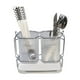 thumbnail image 2 of Organizador de utensilios de cocina de pared, caja de almacenamiento de plástico ABS transparente de 2 compartimentos para palillos, cucharas, tenedores, 19,5x16,23x9,2cm, fácil de instalar, rejilla, 2 of 6