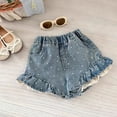 thumbnail image 2 of Likimi Childre Girls Denim Shorts Casual Solid Color Elastic Waistband Fashion Summer Shorts With Pocket Black Size 6-12 Months, 2 of 4