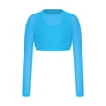 thumbnail image 4 of Hansber Kids Girls Long Sleeve Yoga Sports Crop Top Mesh Cropped Sweatshirt Hip Hop Jazz Dancewear Light Blue 10, 4 of 6