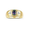 thumbnail image 1 of RYLOS Men's Rings 14K Yellow Gold Classic 8X6MM Oval Gemstone &  Diamond Ring Alexandrite June Birthstone Rings For Man Gold Rings Size 10, 1 of 7