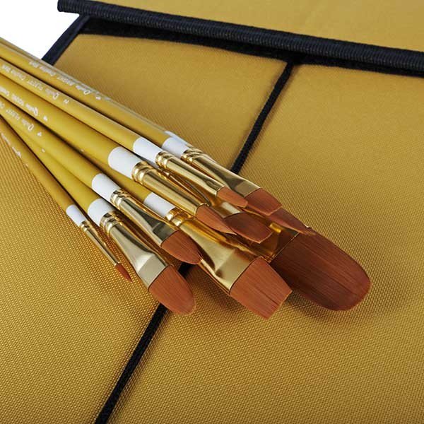 Creative Mark Paint Brush Set - Qualita Golden Taklon Value Brush Set - Long Handled Artist Paint Brushes For Watercolors, Acrylics, Gouaches, and Inks