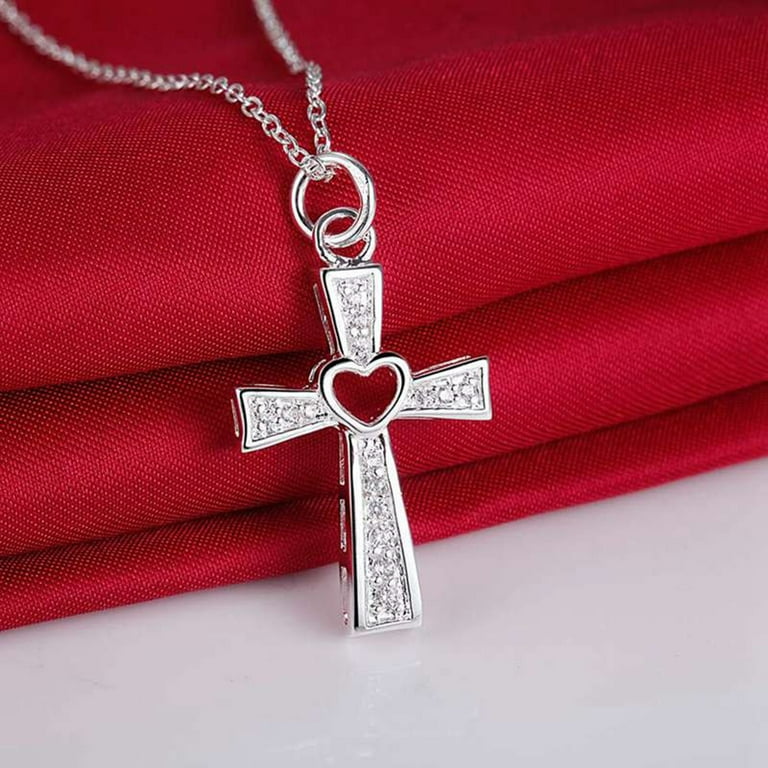 AYYUFE Women Men Cross Necklace Hollow Heart Cocktail Wedding