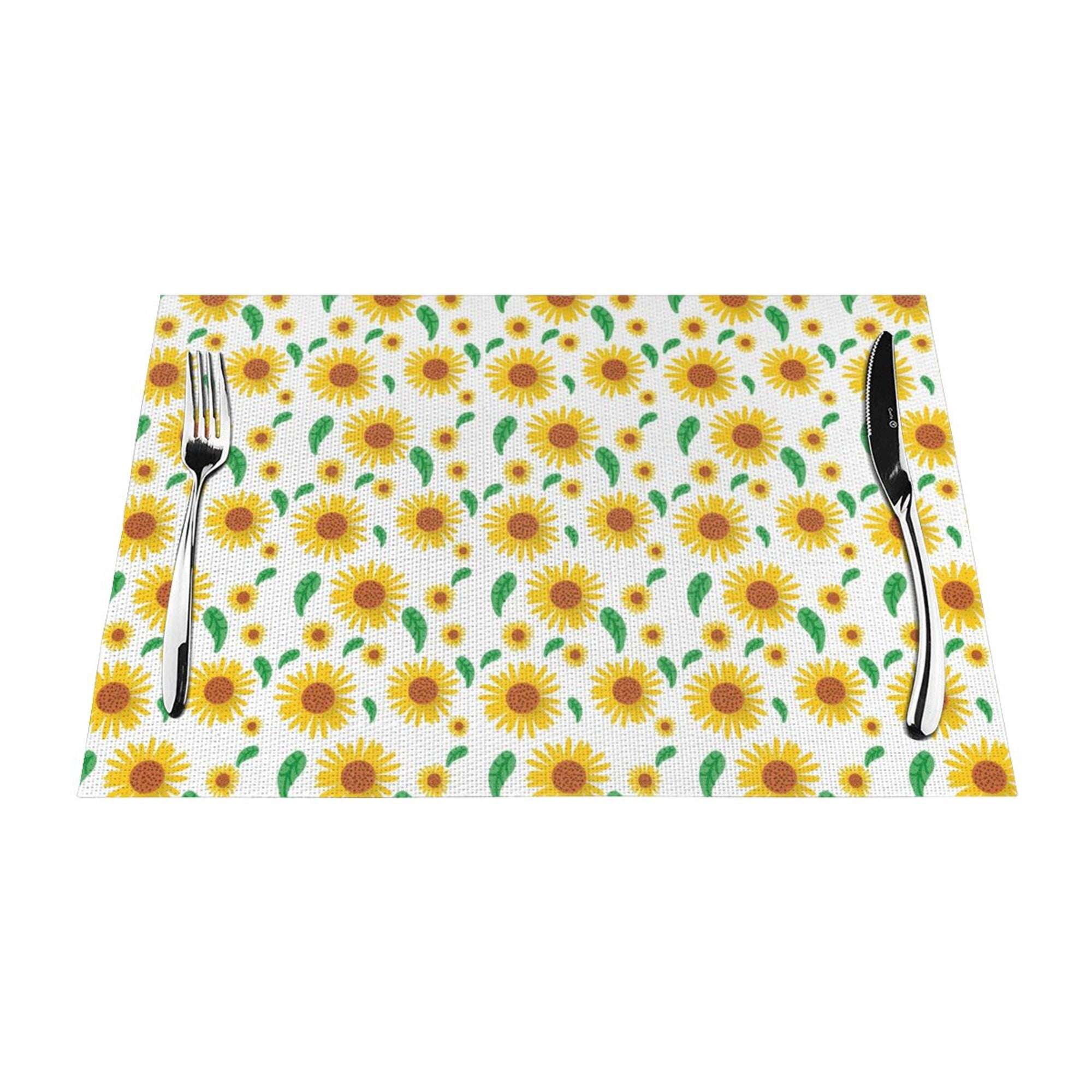 XMXY Woven Placemats Set of 4 PCS, Sunflower Template Flower Table Mats ...